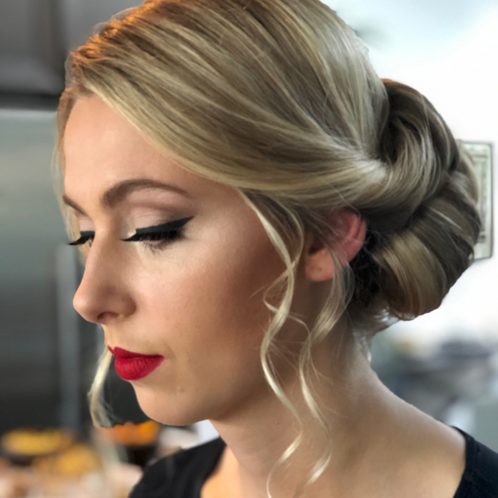 Glam makeup including Lashes and Hair any style